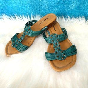 Turquoise Studded Bare Traps Kassy Size 7M
